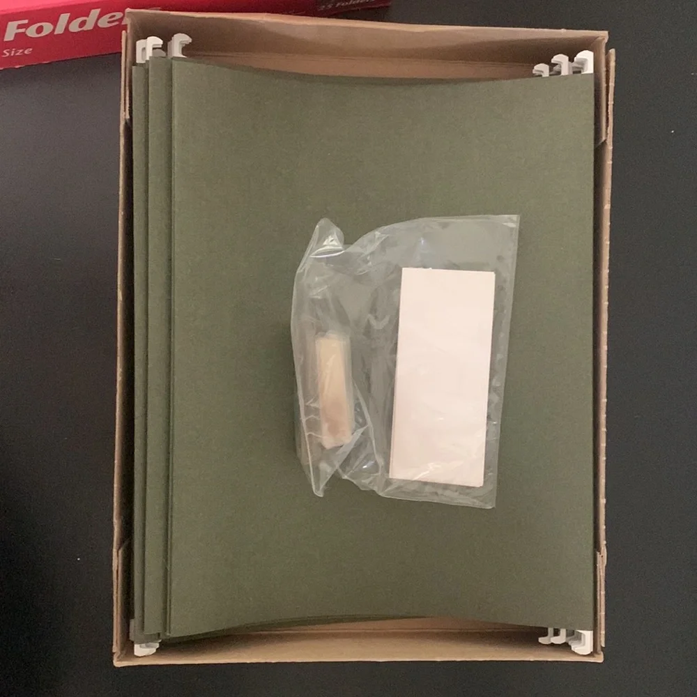 NWT Office Depot standard green letter size hanging file folders box of 25